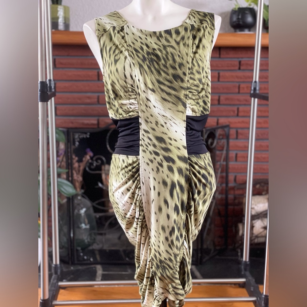 Green and black Body Language Dress